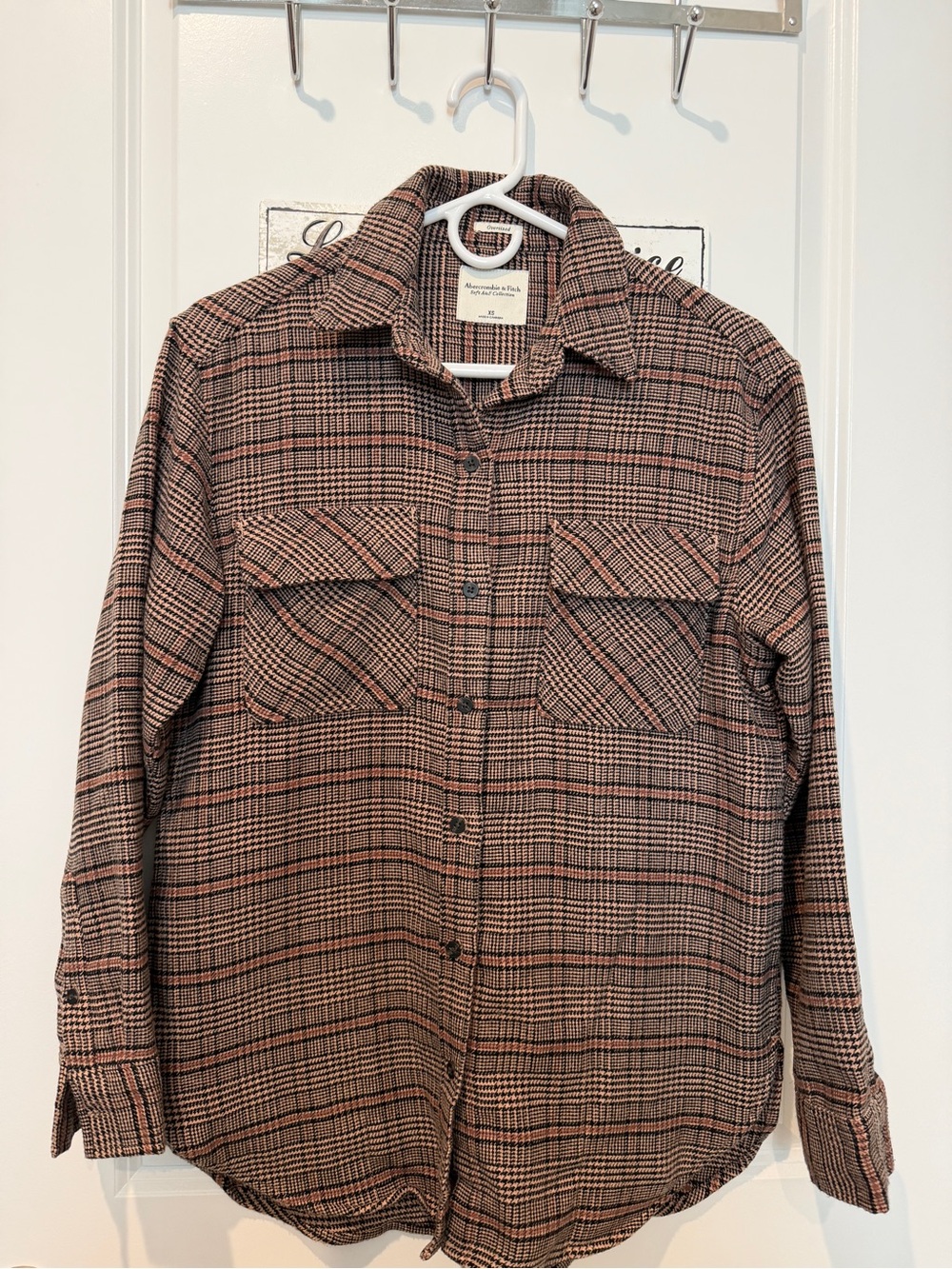 Abercrombie & Fitch Brown Plaid Lightweight Shirt Jacket, XS
